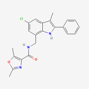 N-[(5-chloro-3-methyl-2-phenyl-1H-indol-7-yl)methyl]-2,5-dimethyl-1,3-oxazole-4-carboxamide