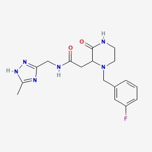 2-[1-(3-fluorobenzyl)-3-oxo-2-piperazinyl]-N-[(5-methyl-1H-1,2,4-triazol-3-yl)methyl]acetamide