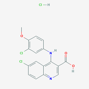 6-Chloro-4-(3-chloro-4-methoxyanilino)quinoline-3-carboxylic acid;hydrochloride