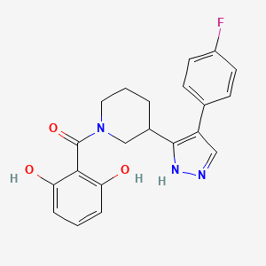 (2,6-dihydroxyphenyl)-[3-[4-(4-fluorophenyl)-1H-pyrazol-5-yl]piperidin-1-yl]methanone