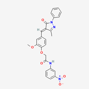 2-{2-methoxy-4-[(3-methyl-5-oxo-1-phenyl-1,5-dihydro-4H-pyrazol-4-ylidene)methyl]phenoxy}-N-(3-nitrophenyl)acetamide