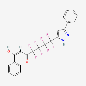 (E)-4,4,5,5,6,6,7,7-octafluoro-1-hydroxy-1-phenyl-7-(3-phenyl-1H-pyrazol-5-yl)hept-1-en-3-one