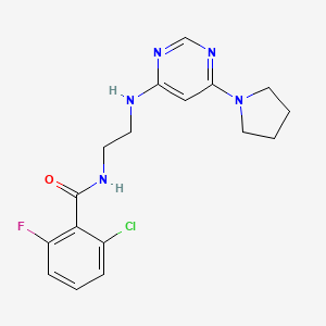 2-chloro-6-fluoro-N-(2-{[6-(1-pyrrolidinyl)-4-pyrimidinyl]amino}ethyl)benzamide