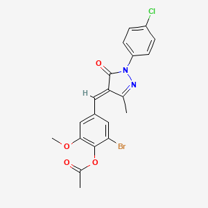 2-bromo-4-{[1-(4-chlorophenyl)-3-methyl-5-oxo-1,5-dihydro-4H-pyrazol-4-ylidene]methyl}-6-methoxyphenyl acetate