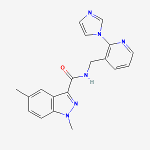 molecular formula C19H18N6O B5450657 N-{[2-(1H-imidazol-1-yl)pyridin-3-yl]methyl}-1,5-dimethyl-1H-indazole-3-carboxamide 