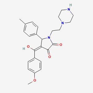 molecular formula C25H29N3O4 B5450679 3-hydroxy-4-(4-methoxybenzoyl)-5-(4-methylphenyl)-1-[2-(piperazin-1-yl)ethyl]-2,5-dihydro-1H-pyrrol-2-one 