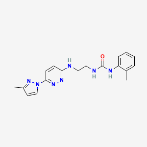 molecular formula C18H21N7O B5450682 N-(2-methylphenyl)-N'-(2-{[6-(3-methyl-1H-pyrazol-1-yl)-3-pyridazinyl]amino}ethyl)urea 