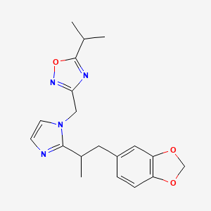 molecular formula C19H22N4O3 B5450700 3-({2-[2-(1,3-benzodioxol-5-yl)-1-methylethyl]-1H-imidazol-1-yl}methyl)-5-isopropyl-1,2,4-oxadiazole 