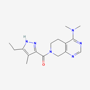 molecular formula C16H22N6O B5450753 7-[(3-ethyl-4-methyl-1H-pyrazol-5-yl)carbonyl]-N,N-dimethyl-5,6,7,8-tetrahydropyrido[3,4-d]pyrimidin-4-amine 