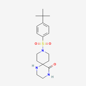 molecular formula C18H27N3O3S B5450779 9-[(4-tert-butylphenyl)sulfonyl]-1,4,9-triazaspiro[5.5]undecan-5-one 