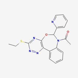 molecular formula C19H17N5O2S B5450796 7-acetyl-3-(ethylthio)-6-(2-pyridinyl)-6,7-dihydro[1,2,4]triazino[5,6-d][3,1]benzoxazepine 