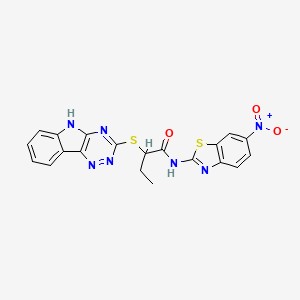 N-(6-nitro-1,3-benzothiazol-2-yl)-2-(5H-[1,2,4]triazino[5,6-b]indol-3-ylsulfanyl)butanamide