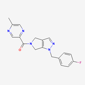 molecular formula C18H16FN5O B5450859 1-(4-fluorobenzyl)-5-[(5-methylpyrazin-2-yl)carbonyl]-1,4,5,6-tetrahydropyrrolo[3,4-c]pyrazole 