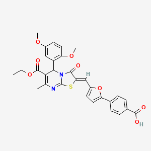 4-(5-{[5-(2,5-dimethoxyphenyl)-6-(ethoxycarbonyl)-7-methyl-3-oxo-5H-[1,3]thiazolo[3,2-a]pyrimidin-2(3H)-ylidene]methyl}-2-furyl)benzoic acid