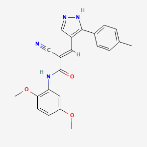 molecular formula C22H20N4O3 B5451012 2-cyano-N-(2,5-dimethoxyphenyl)-3-[3-(4-methylphenyl)-1H-pyrazol-4-yl]acrylamide 