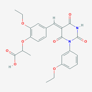 molecular formula C24H24N2O8 B5451016 2-(2-ETHOXY-4-{[(5Z)-1-(3-ETHOXYPHENYL)-2,4,6-TRIOXO-1,3-DIAZINAN-5-YLIDENE]METHYL}PHENOXY)PROPANOIC ACID 