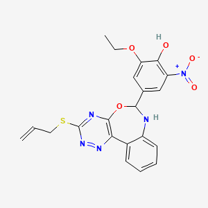 molecular formula C21H19N5O5S B5451029 4-[3-(allylthio)-6,7-dihydro[1,2,4]triazino[5,6-d][3,1]benzoxazepin-6-yl]-2-ethoxy-6-nitrophenol 