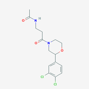 molecular formula C15H18Cl2N2O3 B5451132 N-{3-[2-(3,4-dichlorophenyl)morpholin-4-yl]-3-oxopropyl}acetamide 