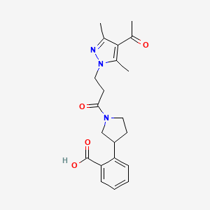 2-{1-[3-(4-acetyl-3,5-dimethyl-1H-pyrazol-1-yl)propanoyl]-3-pyrrolidinyl}benzoic acid