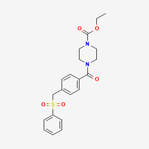 molecular formula C21H24N2O5S B5451154 ethyl 4-{4-[(phenylsulfonyl)methyl]benzoyl}-1-piperazinecarboxylate 