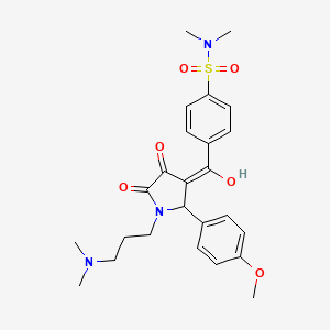 4-[(E)-[1-[3-(dimethylamino)propyl]-2-(4-methoxyphenyl)-4,5-dioxopyrrolidin-3-ylidene]-hydroxymethyl]-N,N-dimethylbenzenesulfonamide