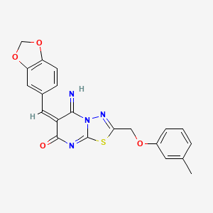 molecular formula C21H16N4O4S B5451163 (6E)-6-(1,3-benzodioxol-5-ylmethylidene)-5-imino-2-[(3-methylphenoxy)methyl]-[1,3,4]thiadiazolo[3,2-a]pyrimidin-7-one 