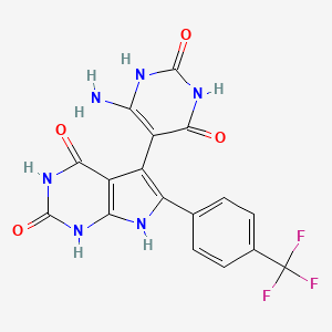 6-AMINO-5-{2,4-DIOXO-6-[4-(TRIFLUOROMETHYL)PHENYL]-1H,2H,3H,4H,7H-PYRROLO[2,3-D]PYRIMIDIN-5-YL}-1,2,3,4-TETRAHYDROPYRIMIDINE-2,4-DIONE