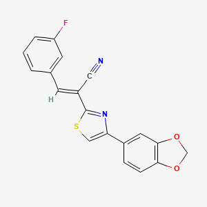 2-[4-(1,3-benzodioxol-5-yl)-1,3-thiazol-2-yl]-3-(3-fluorophenyl)acrylonitrile