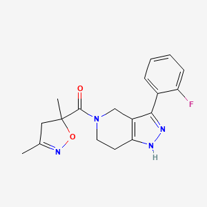 molecular formula C18H19FN4O2 B5451265 (3,5-dimethyl-4H-1,2-oxazol-5-yl)-[3-(2-fluorophenyl)-1,4,6,7-tetrahydropyrazolo[4,3-c]pyridin-5-yl]methanone 