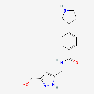 molecular formula C17H22N4O2 B5451320 N-{[5-(methoxymethyl)-1H-pyrazol-3-yl]methyl}-4-(3-pyrrolidinyl)benzamide hydrochloride 