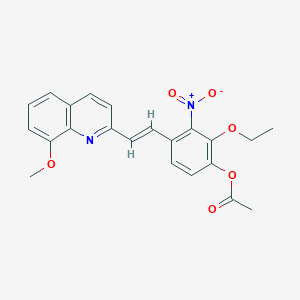 molecular formula C22H20N2O6 B5451333 2-ethoxy-4-[2-(8-methoxy-2-quinolinyl)vinyl]-3-nitrophenyl acetate 