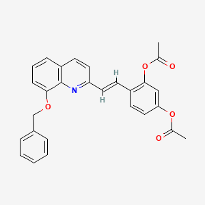 molecular formula C28H23NO5 B5451358 4-{2-[8-(benzyloxy)-2-quinolinyl]vinyl}-1,3-phenylene diacetate 