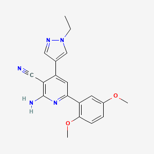 2-amino-6-(2,5-dimethoxyphenyl)-4-(1-ethyl-1H-pyrazol-4-yl)nicotinonitrile