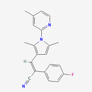 (E)-3-[2,5-dimethyl-1-(4-methylpyridin-2-yl)pyrrol-3-yl]-2-(4-fluorophenyl)prop-2-enenitrile