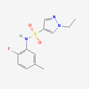 molecular formula C12H14FN3O2S B5451410 1-ethyl-N-(2-fluoro-5-methylphenyl)-1H-pyrazole-4-sulfonamide 