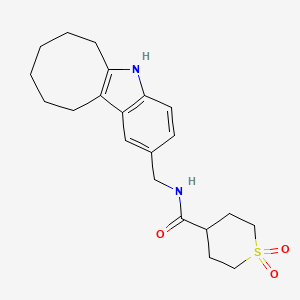 molecular formula C21H28N2O3S B5451572 N-(6,7,8,9,10,11-hexahydro-5H-cycloocta[b]indol-2-ylmethyl)tetrahydro-2H-thiopyran-4-carboxamide 1,1-dioxide 