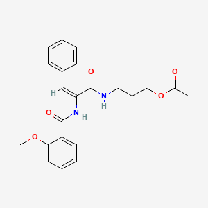 molecular formula C22H24N2O5 B5451576 3-[[(E)-2-[(2-methoxybenzoyl)amino]-3-phenylprop-2-enoyl]amino]propyl acetate 