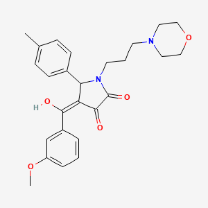 molecular formula C26H30N2O5 B5451589 (4E)-4-[hydroxy-(3-methoxyphenyl)methylidene]-5-(4-methylphenyl)-1-(3-morpholin-4-ylpropyl)pyrrolidine-2,3-dione 