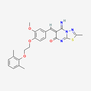 molecular formula C24H24N4O4S B5451673 (6Z)-6-({4-[2-(2,6-DIMETHYLPHENOXY)ETHOXY]-3-METHOXYPHENYL}METHYLIDENE)-5-IMINO-2-METHYL-5H,6H,7H-[1,3,4]THIADIAZOLO[3,2-A]PYRIMIDIN-7-ONE 