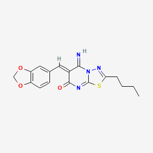 molecular formula C17H16N4O3S B5451708 (6Z)-6-(1,3-benzodioxol-5-ylmethylidene)-2-butyl-5-imino-[1,3,4]thiadiazolo[3,2-a]pyrimidin-7-one 