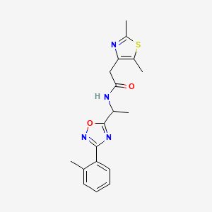 molecular formula C18H20N4O2S B5451753 2-(2,5-dimethyl-1,3-thiazol-4-yl)-N-{1-[3-(2-methylphenyl)-1,2,4-oxadiazol-5-yl]ethyl}acetamide 