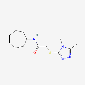 molecular formula C13H22N4OS B5451786 N-cycloheptyl-2-[(4,5-dimethyl-4H-1,2,4-triazol-3-yl)sulfanyl]acetamide 