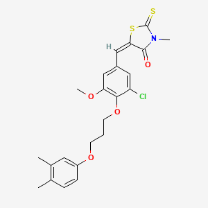 molecular formula C23H24ClNO4S2 B5451831 (5E)-5-[[3-chloro-4-[3-(3,4-dimethylphenoxy)propoxy]-5-methoxyphenyl]methylidene]-3-methyl-2-sulfanylidene-1,3-thiazolidin-4-one 