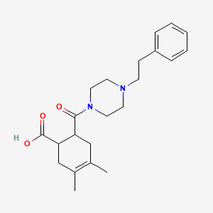 molecular formula C22H30N2O3 B5451956 3,4-DIMETHYL-6-[(4-PHENETHYLPIPERAZINO)CARBONYL]-3-CYCLOHEXENE-1-CARBOXYLIC ACID 