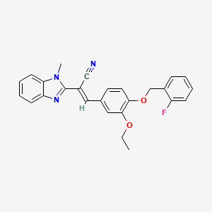 (E)-3-[3-ethoxy-4-[(2-fluorophenyl)methoxy]phenyl]-2-(1-methylbenzimidazol-2-yl)prop-2-enenitrile