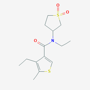 molecular formula C14H21NO3S2 B5452037 N-(1,1-dioxidotetrahydro-3-thienyl)-N,4-diethyl-5-methylthiophene-3-carboxamide 