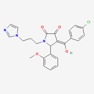 molecular formula C24H22ClN3O4 B5452095 4-(4-Chlorobenzoyl)-3-hydroxy-1-[3-(1H-imidazol-1-YL)propyl]-5-(2-methoxyphenyl)-2,5-dihydro-1H-pyrrol-2-one 