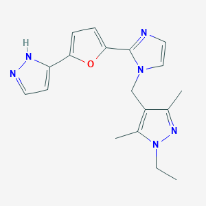 molecular formula C18H20N6O B5452117 1-ethyl-3,5-dimethyl-4-({2-[5-(1H-pyrazol-3-yl)-2-furyl]-1H-imidazol-1-yl}methyl)-1H-pyrazole 