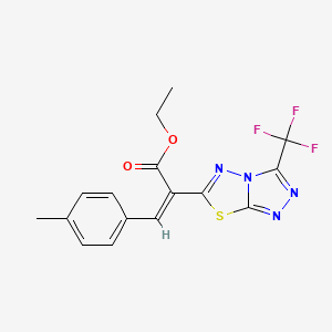 molecular formula C16H13F3N4O2S B5452133 ETHYL (E)-3-(4-METHYLPHENYL)-2-[3-(TRIFLUOROMETHYL)[1,2,4]TRIAZOLO[3,4-B][1,3,4]THIADIAZOL-6-YL]-2-PROPENOATE 