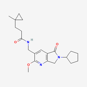 molecular formula C21H29N3O3 B5452145 N-[(6-cyclopentyl-2-methoxy-5-oxo-6,7-dihydro-5H-pyrrolo[3,4-b]pyridin-3-yl)methyl]-3-(1-methylcyclopropyl)propanamide 